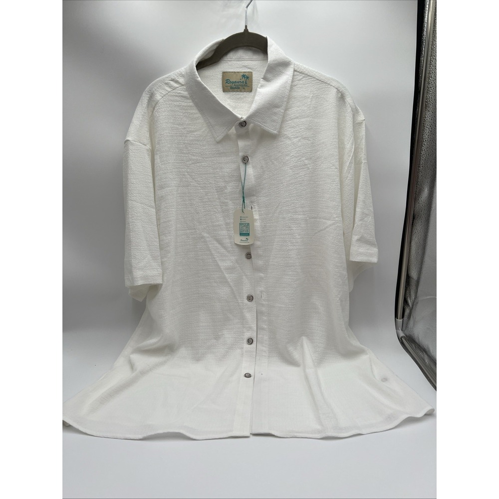 Royaura Hawaiian Tropical Short Sleeve Button Up Shirt Mens‎ Size XLWhite